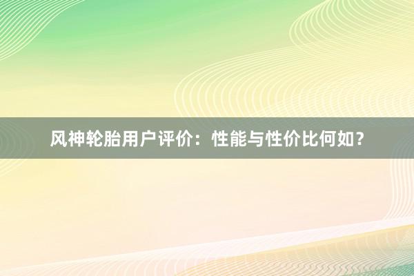 风神轮胎用户评价：性能与性价比何如？